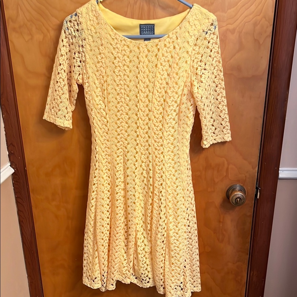 Rabbit Rabbit Rabbit Yellow Lace Dress Size 4
